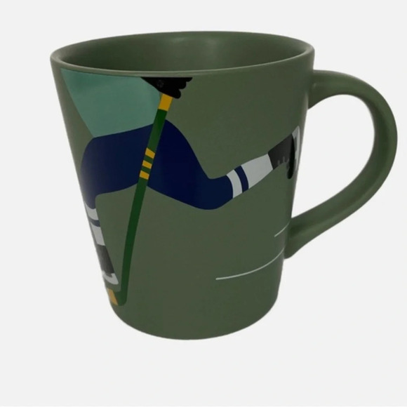 Indigo Mug Hit the Ice Coffee Tea Hockey Green Ceramic EUC - Picture 9 of 9
